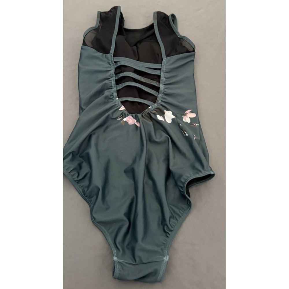 Albion The Maria Swimsuit Womens Small Green One Piece Orchid Sheer Shoulders - Picture 8 of 9
